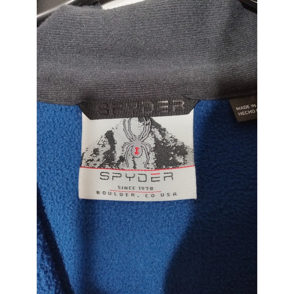 Spyder Sweater Mens Large Blue Black 1/4 Zip Fleece Pullover Skiing Core Sweater - Picture 3 of 8